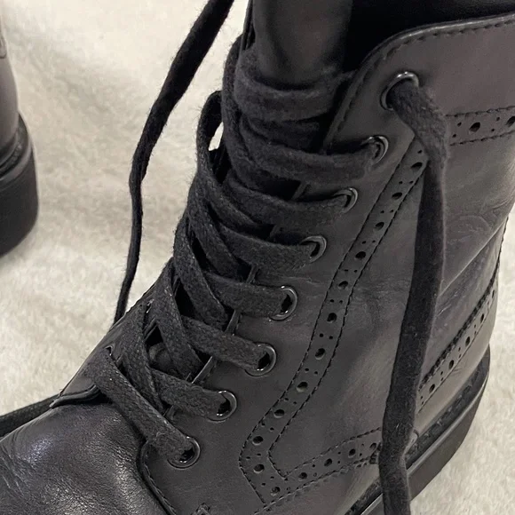 Prada Black Leather Combat Boots Size 7 - Picture 10 of 13
